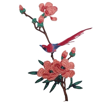 SYMÆRKE fugl på blomstergren  36x28 cm